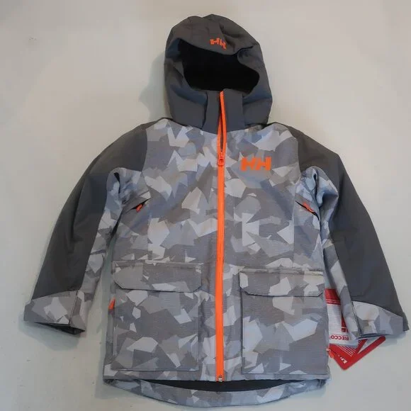 NWT Boys Helly Hansen (Item-58) Grey Neon Camo Sky/High Snowboard Ski Jacket 8